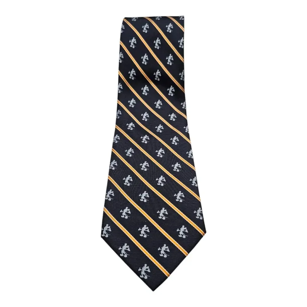 Walt Disney World Mens Mickey Mouse Tie Navy Blue Stripes 100% Silk